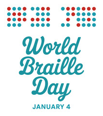 World Braille Day Typography Illustration with Colorful Braille Dot Pattern, World braille day.