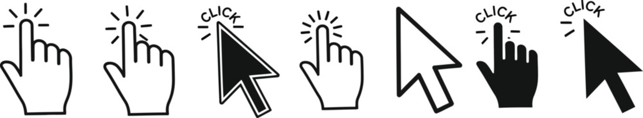 Hand gestures silhouette icons isolated on transparent background