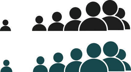 Silhouette of groups of people isolated on transparent background