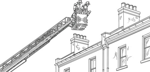 A silhouette of a building s roofline and chimneys isolated on transparent background