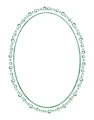 Watercolor oval frame with dots.Hand drawn illustration for baby shower invitation,wedding stationery and festive cards.