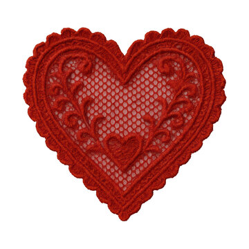 PNG Intricate red lace heart