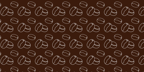 Seamless pattern of roasted coffee beans on a rich brown background, ideal for culinary or cafe branding