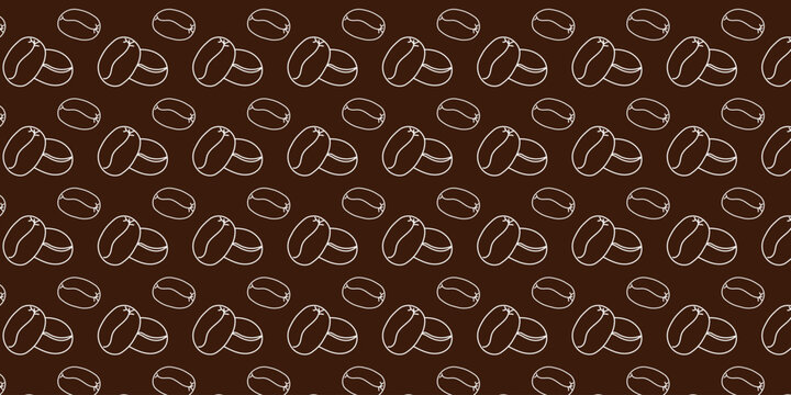 Seamless pattern of roasted coffee beans on a rich brown background, ideal for culinary or cafe branding