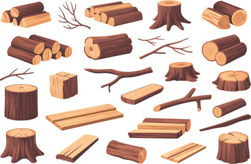 Collection of Wood Logs Stumps Branches and Planks Keywords: wood, logs, firewood, timber