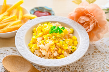 コーンたくさん炊き込みご飯