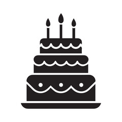 Birthday Cake Three Tiers Candles Icon Vector Illustration