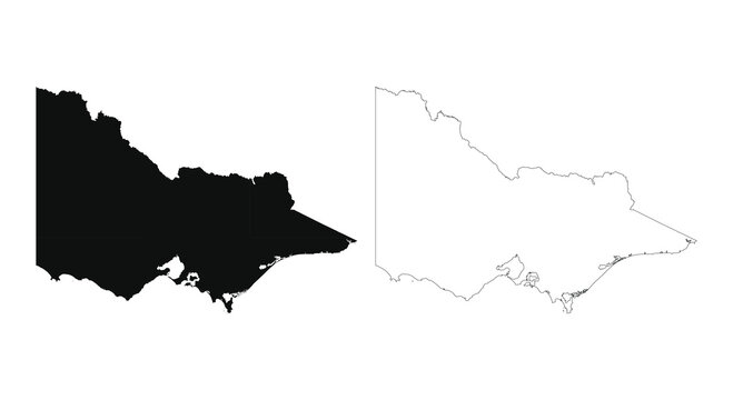 Victoria state map silhouette solid black and outline vector graphic Australia territory borders perfect