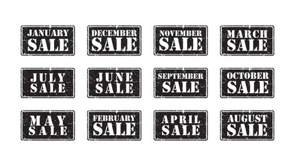 Naklejka premium Monthly sale stamp grunge texture vector black sign advertising promotion discount commerce marketing store
