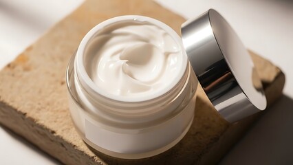 Luxury Cosmetic Cream Jar on Stone &ndash; Skincare Product Photography
