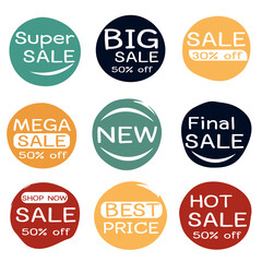 set of colorful sale labels