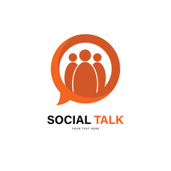 Social Talk logo featuring three people icons inside an orange speech bubble representing community communication
