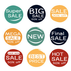set of colorful sale labels