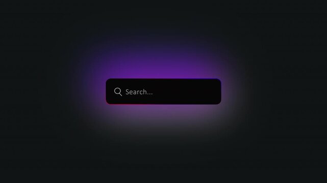 Minimalist Search Bar Icon with Share text Magnifying Glass on a Dark animation Background input field.