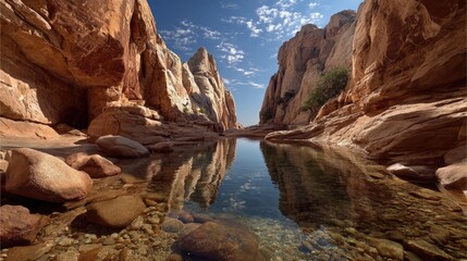 Obraz premium Sunny canyon reflecting a clear sky