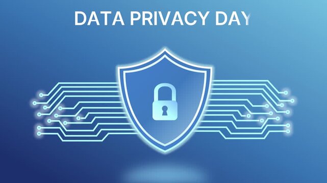 Digital Data Privacy and Cybersecurity Protection Shield with Circuitry. Secure Online Network Safety Concept.