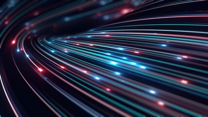 High Speed Data Flow Tunnel - Abstract Fiber Optic Light Lines Background - Powered by Adobe