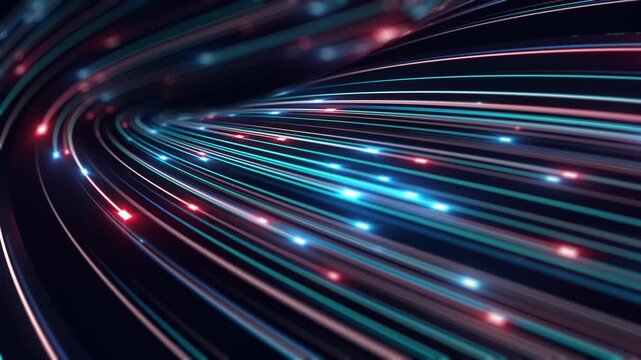 High Speed Data Flow Tunnel - Abstract Fiber Optic Light Lines Background