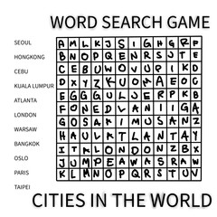 qr code icon Word search cities in the world