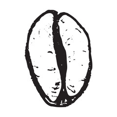 Hand drawn fresh roasted coffee bean Arabica robusta seed doodle Single element for print, web, design, decor