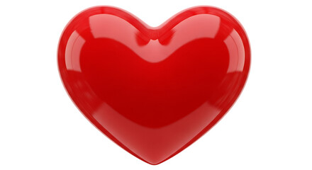 Red shiny heart shape isolated on transparent background