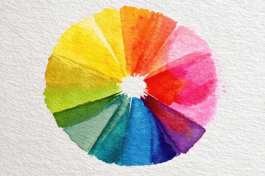 Hand-painted circular color palette with soft watercolor washes