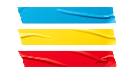 Three colorful rectangular objects isolated on transparent background