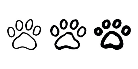 Set of hand drawn cute cat's paw Cat, dog, animal footprint in doodle style Single element for print, web, design, decor, greeting cards, children's prints © Daria Shane