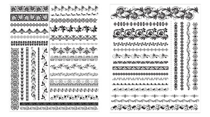Fototapeta premium Ornamental border dividers set Floral decorative lines (vector) Border 