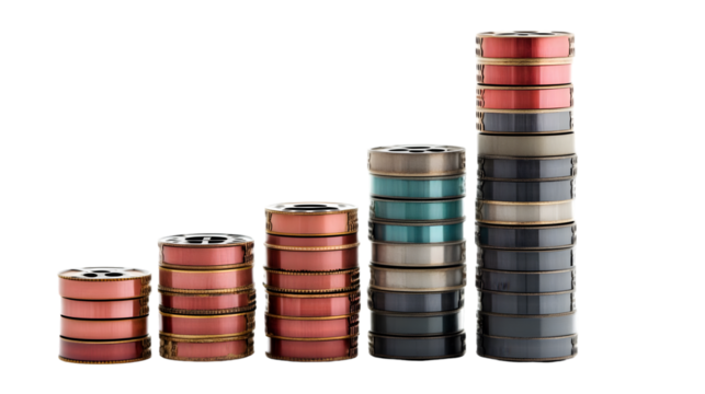 Stacks of colorful metal rings arranged in ascending order isolated on transparent background - Powered by Adobe
