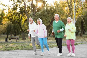 Fototapeta premium Group of senior people running in park