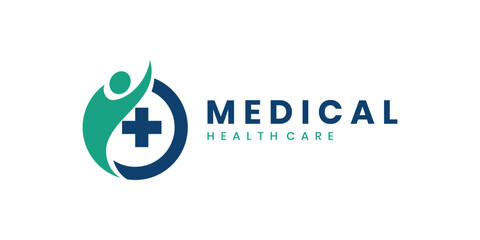 Abstract human medical cross health care logo design