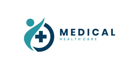 Abstract human medical cross healthcare logo design