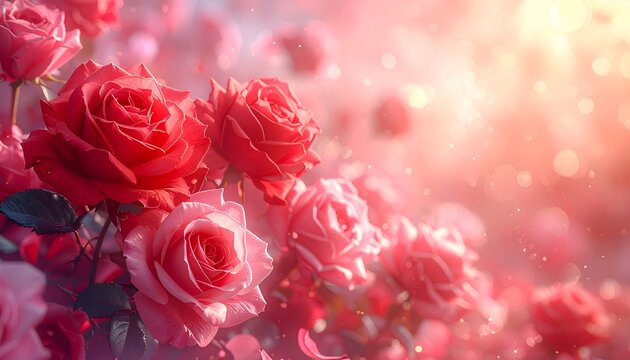 pink roses on a pink background - Powered by Adobe