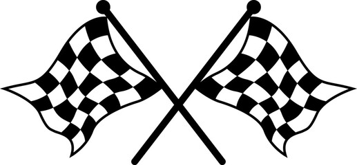Finish line racing checkered flags for sports events and competition, minimalist vector icon