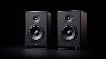 Fototapeta premium High-contrast product image featuring two stereo speakers with clean, modern styling