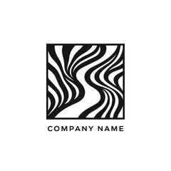 Abstract Zebra Stripes in Square Frame Logo Design for Company Branding.