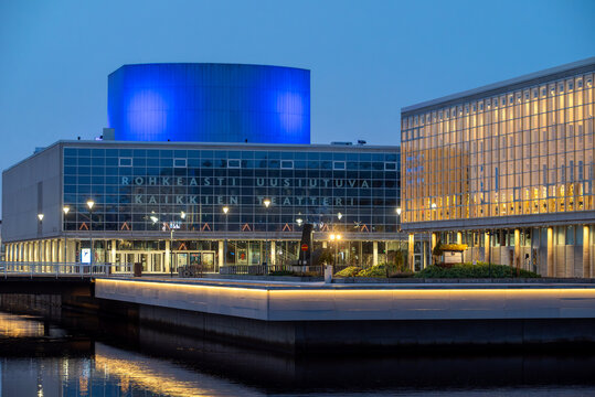 Oulu City Theatre and Oulu Public Library The modernist buildings. Oulu is the European Capital of Culture 2026. Finland.