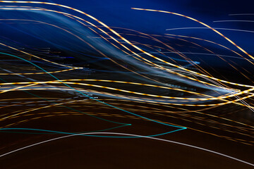 Long camera exposures of artificial light sources at night