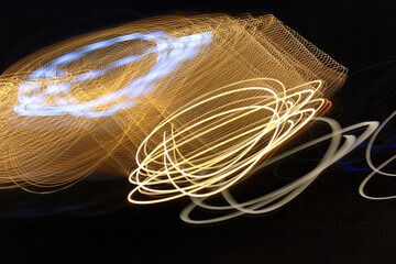 Long camera exposures of artificial light sources at night