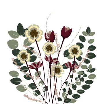 Elegant Wild Flowers Clipart Illustration 