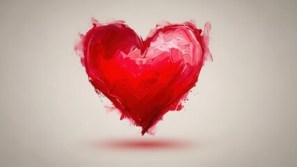 Abstract watercolor red heart symbol of love and romance on gradient background