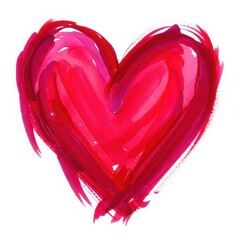 Vibrant watercolor heart painting in shades of red and pink