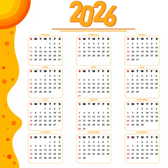 Modern 2026 Calendar Vector Template