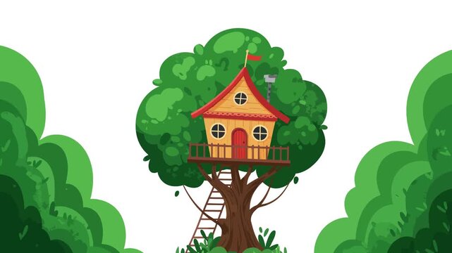 Animated Treehouse Vector Illustration Clip