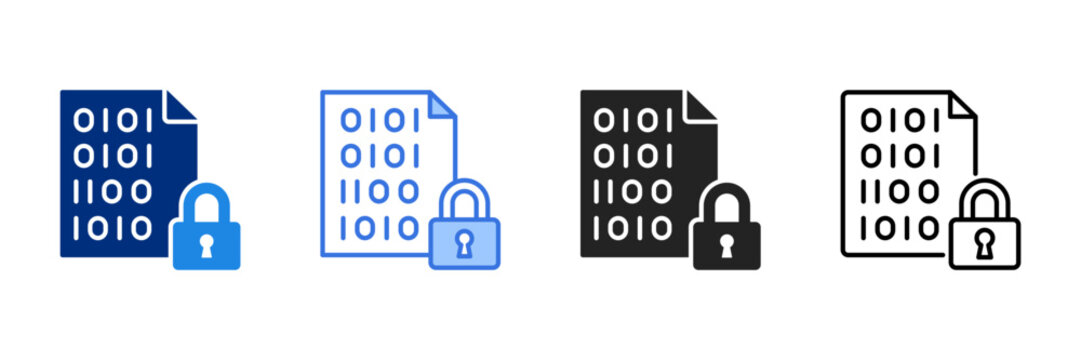 Encryption Icon Set Multiple Style Vector Illustration. 