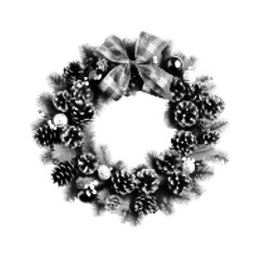 Abstract halftone circular wreath made of grunge dots forming a rough ring frame. Black and white distressed texture, modern graphic element for design, branding, poster, or background use.