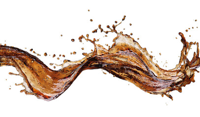 Dynamic Cola Splash in Motion on White Background