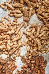 Wild turmeic (Curcuma Aromatica) or Mango ginger (Curcuma Amada). Ayurveda herbal medicine- wild turmeric roots.