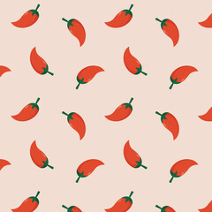 Obraz premium Red Chili Seamless Pattern – Spicy Pepper Vegetable Background